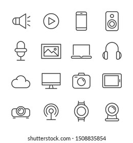 Multimedia - Line Icons - Vector Icons Set