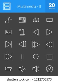 Multimedia Line Inverted Icons