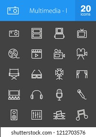 Multimedia Line Inverted Icons