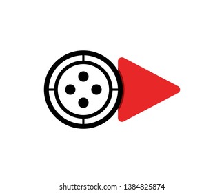 Multimedia line movie logo vector