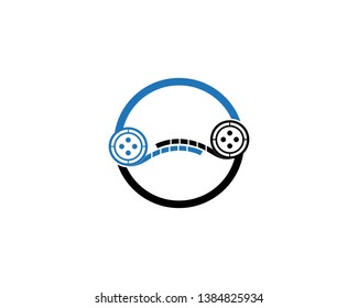 Multimedia line movie logo vector