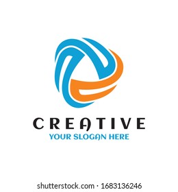 Multimedia logo. Company simple logo template