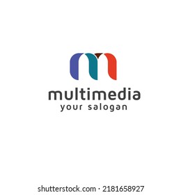 Diseño de logotipo de carta M multimedia para la empresa