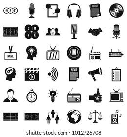 Multimedia means icons set. Simple set of 36 multimedia means vector icons for web isolated on white background