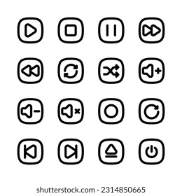Multimedia, Media Player Button Related Icon, Bold Vector Icon Set