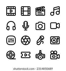 Multimedia, Media Player Related Icon, Bold Vector Icon Set