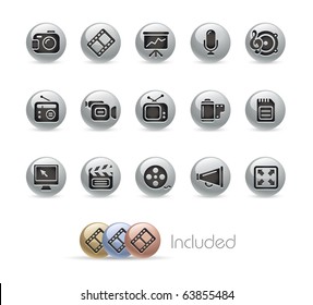 Multimedia // Metal Round Series --- It includes 4 color versions for each icon in different layers---