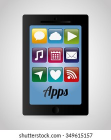 Multimedia mobile applications graphic design, vector illustration