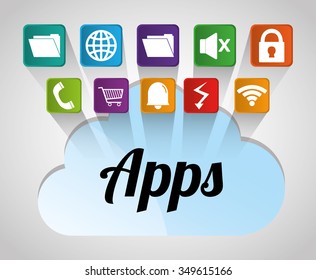 Multimedia mobile applications graphic design, vector illustration