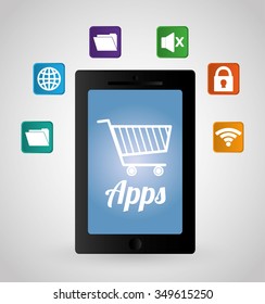 Multimedia mobile applications graphic design, vector illustration