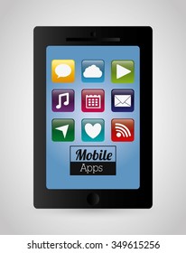 Multimedia mobile applications graphic design, vector illustration