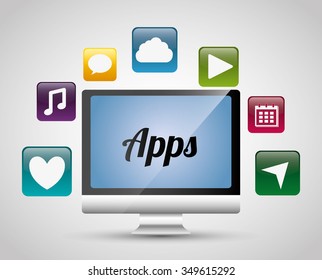 Multimedia mobile applications graphic design, vector illustration