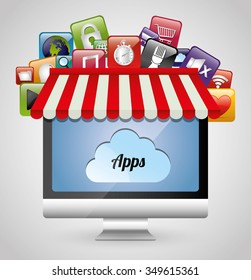 Multimedia mobile applications graphic design, vector illustration