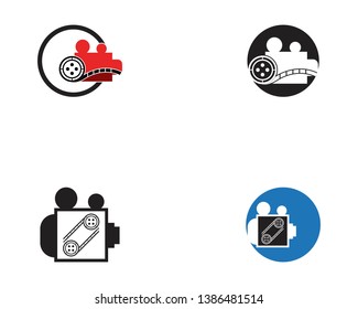 Multimedia movie line logo vector