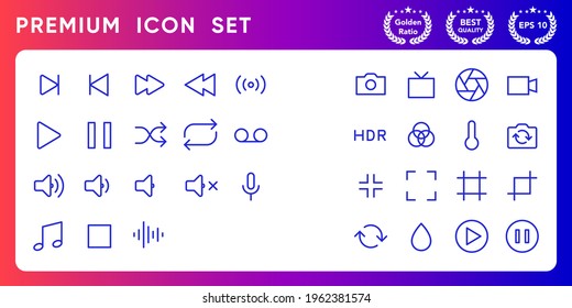Multimedia music modern line icon vector set.