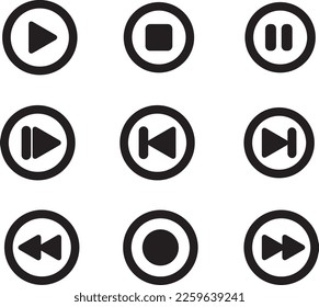 Multimedia navigation buttons on a white background with copy space