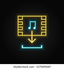 multimedia neon vector icon. Blue and yellow neon vector icon