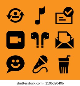 multimedia, new, key, video, cable and send icon vector set. Flat vector design with filled icons. Designed for web and software interfaces