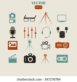 Multimedia - photo, video vector set