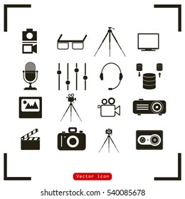 Multimedia - photo, video vector set
