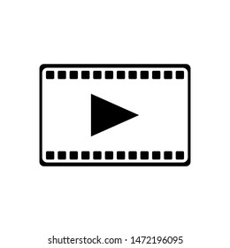 Multimedia Play Button Icon Vector Illustration Cinema Movie Filmstrip Isolated Black Symbol 