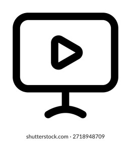Multimedia Reproducir Botón Icono de línea moderna. Profesional de Vector Video mínimo que representa la reproducción de medios de audio y control de contenido digital.
