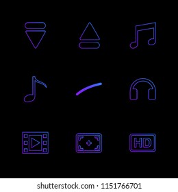multimedia  play  pause  volume  sound  microphone  reset  mute  camera camcoder  video  icon vector design  flat  collection style creative  icons