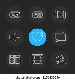 multimedia  play  pause  volume  sound  microphone  reset  mute  camera camcoder  video  icon vector design  flat  collection style creative  icons