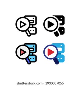 Multimedia-Video-Robot-Finder und Suche - Vektorgrafik, Logo und Illustrations-Vektorgrafik