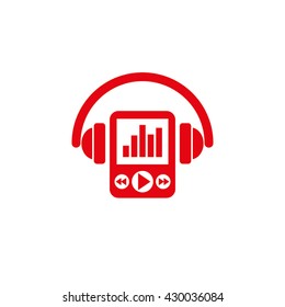 Multimedia player and headphones icon vector illustration