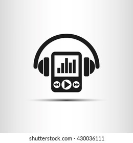 Multimedia player and headphones icon vector illustration