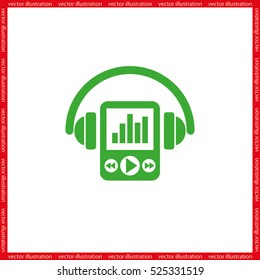 Multimedia player and headphones icon vector illustration eps10