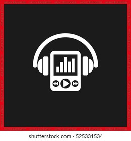 Multimedia player and headphones icon vector illustration eps10