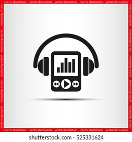Multimedia player and headphones icon vector illustration eps10