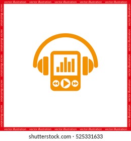Multimedia player and headphones icon vector illustration eps10