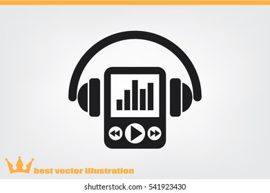 Multimedia player and headphones icon vector illustration eps10