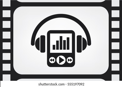 Multimedia player and headphones icon vector illustration.
