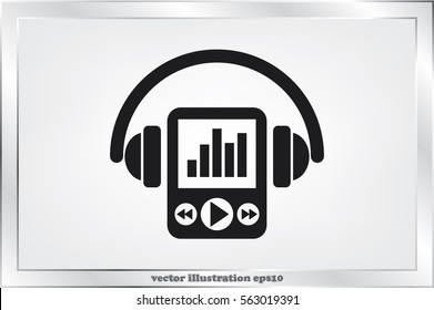 Multimedia player and headphones icon vector illustration.
