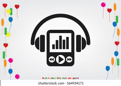 Multimedia player and headphones icon vector illustration.