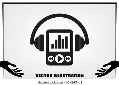 Multimedia player and headphones icon vector illustration.