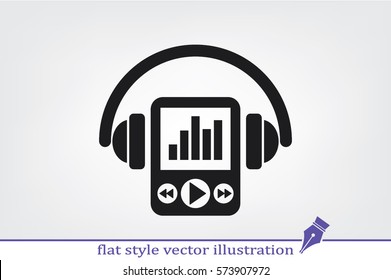 Multimedia player and headphones icon vector illustration.