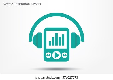 Multimedia player and headphones icon vector illustration.