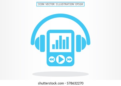 Multimedia player and headphones icon vector illustration.