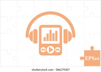 Multimedia player and headphones icon vector illustration eps10.