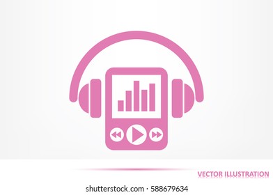 Multimedia player and headphones icon vector illustration eps10.