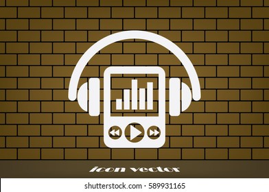 Multimedia player and headphones icon vector illustration eps10.