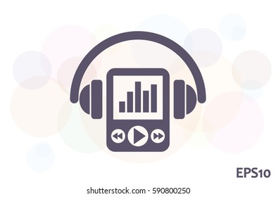 Multimedia player and headphones icon vector illustration.
