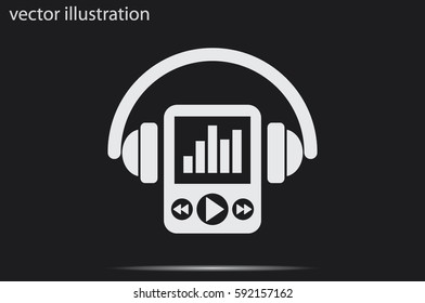 Multimedia player and headphones icon vector illustration.