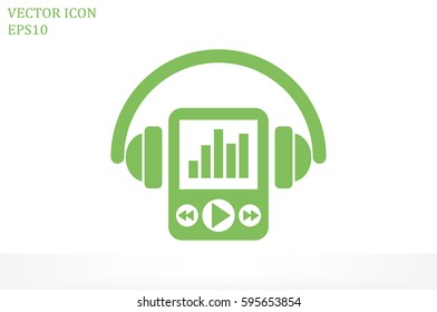 Multimedia player and headphones icon vector illustration.