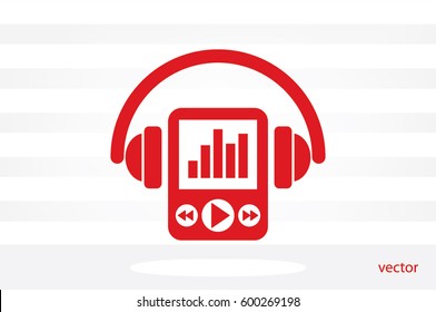 Multimedia player and headphones icon vector illustration eps10.